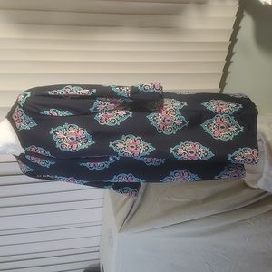 CROWN & IVY Navy Blue Flutter Sleeve 1/4 Button Front Lined Shift Dress-EC-Sz 12